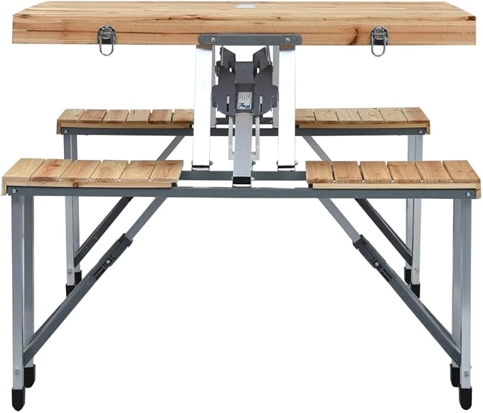 Folding Camping Table with 4 Seats Steel AluminiumItem colourSilver
