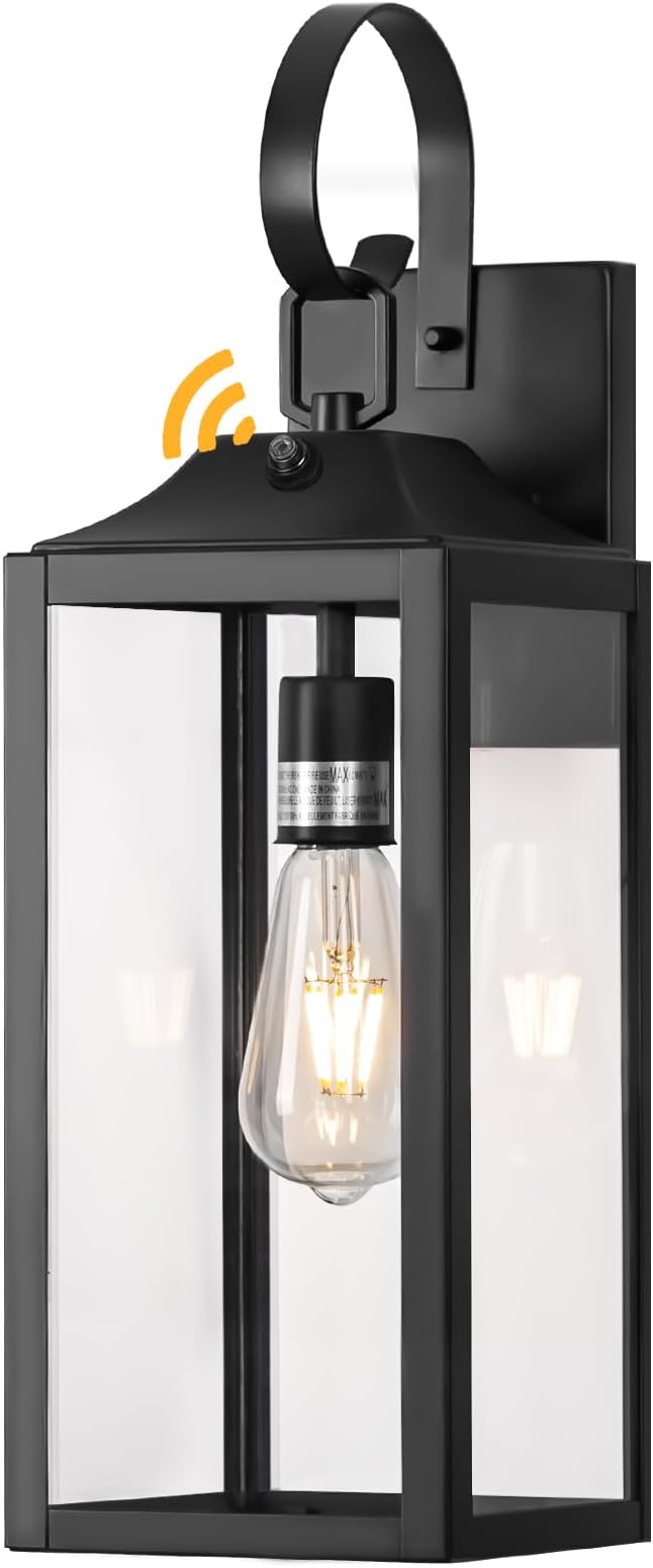 Black Dusk to Dawn Outdoor Wall Lantern 19 Large Dusk to Dawn Outdoor Lighting Outside Modern Wall Sconce Exterior Lighting Fixtures Porch Light Outdoor Waterproof for House Doorway Garage