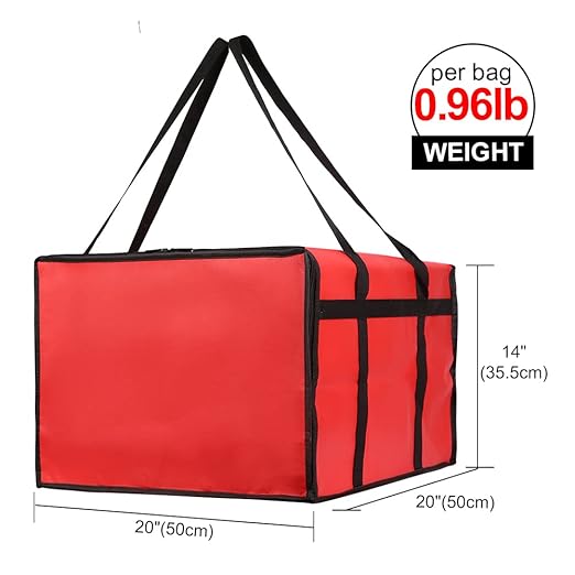 Bodaon Insulated Pizza Delivery Bag 20 x 20 x 14 Pizza Warmer Bags for Carry Hot Rideshare Delivery Bag Food Warmers for Parties Pizza Carrier for Commercial Drivers Red 1-Pack