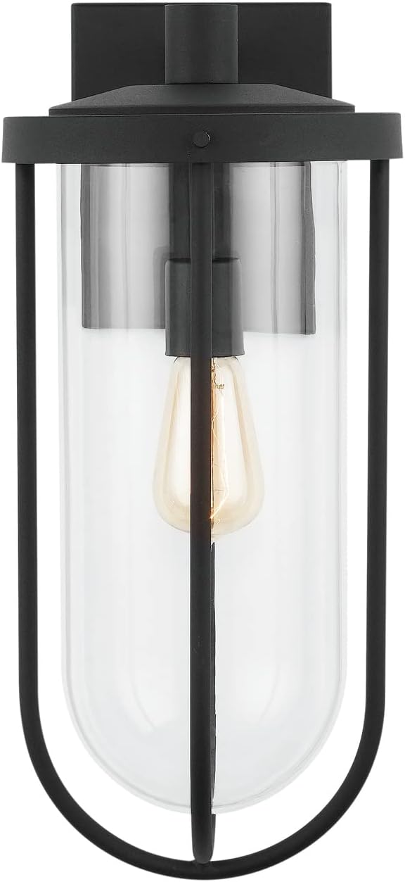 Capital Lighting 934212BK Corbin Clear Glass Outdoor Wall Sconce 1-Light 100 Watt 19 H x 8 W Black