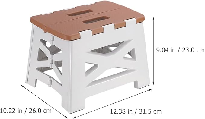 NOLITOY Portable Folding Stool Small Khaki Plastic Outdoor Camping Seat Lightweight Travel Folding Stool for Fishing and Backpacking