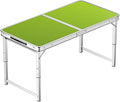 Adjustable Height Aluminum Folding Table Portable Outdoor Camping Table with Handle Compact 120X60Cm Picnic Dining Table Set with 4 Stools - Blue120X60Cm Bla80X50cm Green