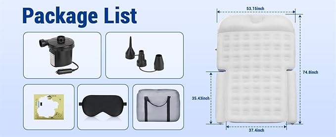 Camping Inflatable Mattress Car SUV Inflatable Mattress PVC Flocking Honeycomb Design Fast Inflation Anti-Leakage Valve Outdoor Travel Camping Equipment