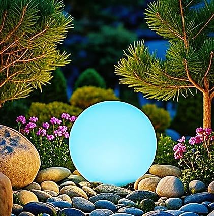 8 inch Solar Glowing Globe Light 16 Colors Changing Solar Garden Ball Light Auto-On/Off LED Glow Ball W/Remote Waterproof Landscape Lighting Globe W/Ground Stake for Yard Patio Lawn Christmas Decor