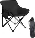 Outdoor Portable Folding Chair Moon Chair Camping Chair Dinner Painting car Fishing Leisure Chair Alloy Steel Bracket 600D Oxford Cloth. (Black)
