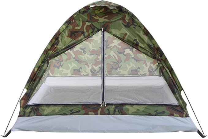 Outdoor Double-door Tent Ultralight Camping Tent Camouflage Hiking Shelter With Sun Protection And Breathable Mesh Roof Design Includes Rain Cover Backpack Poles And Stakes(2 person)
