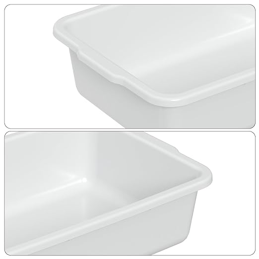 4-Pack 23 L Restaurant Plastic Bus Bins Large Bus Box Commercial for Kitchen Organization White