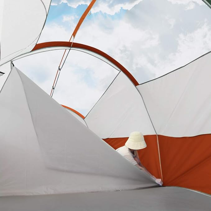 CAMPROS CP Tent 12-Person-Camping-Tents3 Room Family TentsWaterproof Windproof Family Tent with Top Rainfly6 Large Mesh WindowsDouble LayerEasy Set Up Portable with Carry Bag-20' x 9' x 72(H)