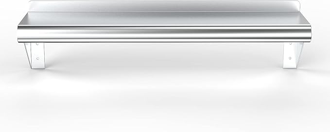 NSF Certified 18 Gauge Heavy Duty Stainless Steel Wall Shelf with Brackets for Kitchens Utility Rooms Storage Offices &amp Home (24x6)
