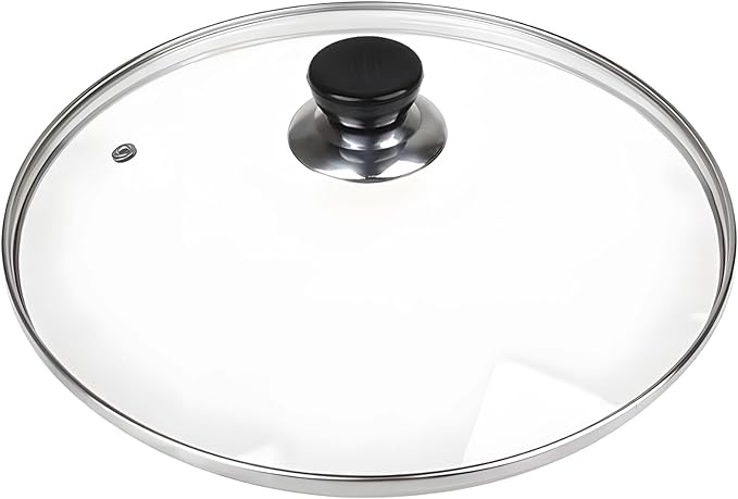 Pot Lid with Vent Hole &amp Knob Handle Easy to Clean 12.5 in Inner Diameter Tempered Glass Oval Glass Crock Pot Lid