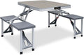 Folding Camping Table with 4 Seats Steel Aluminium