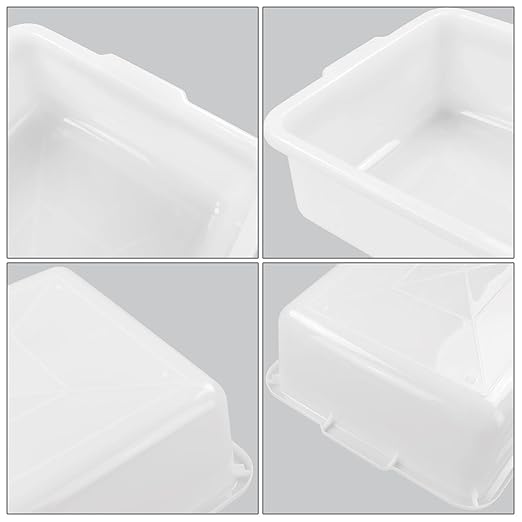 4-Pack 23 Liter Commercial Bus Tubs White Plastic Wash Basin Bus Tote Dish Wash Basin Tub Pans