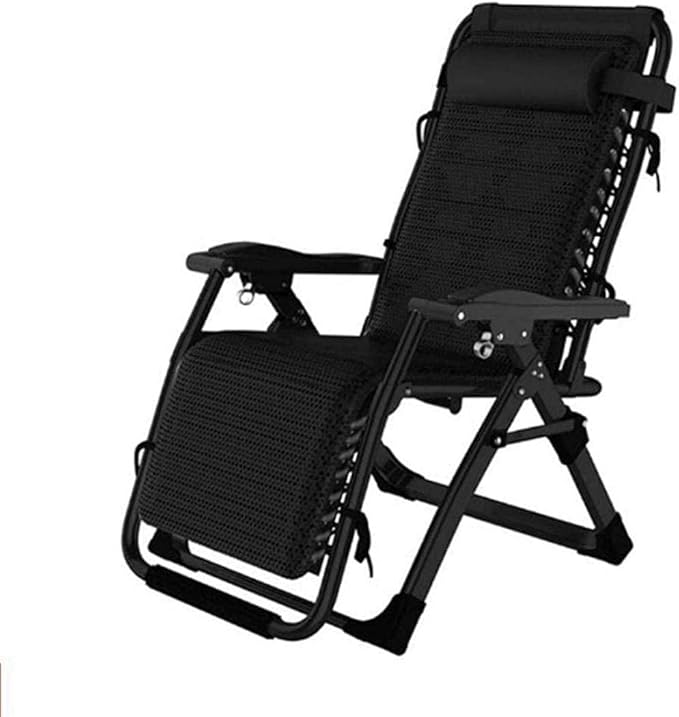 FWZJ Heavy Duty Folding Zero Gravity Chairs Beach Deck Chairs Sun Lounger Recliner for Beach Patio Garden Camping Outdoor Square Steel Legs -Black 3 (Black 3)