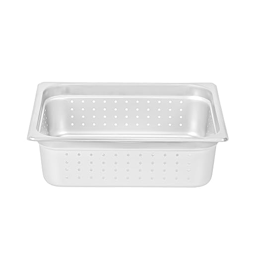 Restaurantware Steam Table Pan 6 Pack of Half Size Stainless Steel Perforated Hotel Pan Anti-Jam 4 Inch Deep Silver Commercial Kitchen Pan 24 Gauge