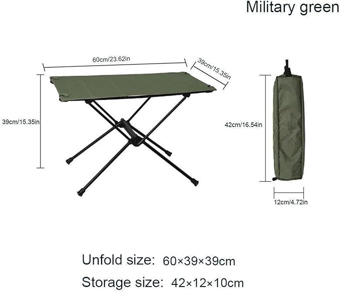Ultralight Folding Camp Table Portable Outdoor Hiking and Camping Desk Easy Carry Foldable Metal Frame Green
