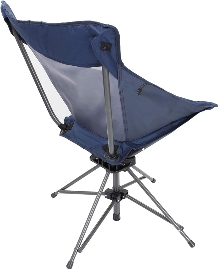 Zenithen Limited Portable Swivel Folding Chair Navy Color - with Mesh Back Cool Seating 225lb Capacity - Perfect for Camping Sporting Events Campfires and Recreation
