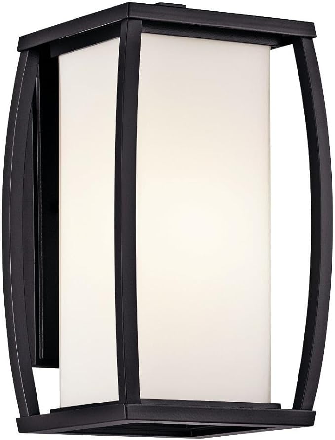 Kichler Bowen 13 1 Light Outdoor Wall Light with Satin Etched Cased Opal Glass in Architectural Bronze