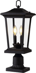 Outdoor Post Lights Cast Aluminum Lamp Post Light Fixture 2-Light Pole Mount Light with Clear Glass Outdoor Pier Mount Light Matte Black Finish