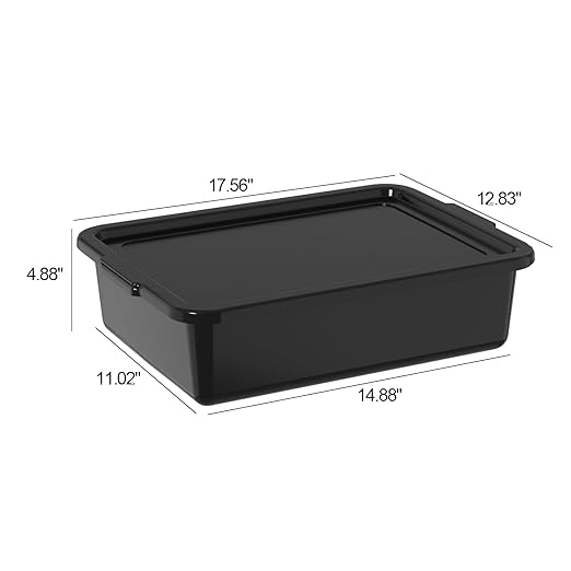 13 L Bus Tubs with Lids Set of 12 Black Plastic Dishpan Basin Rectangle Utility Dish Tub