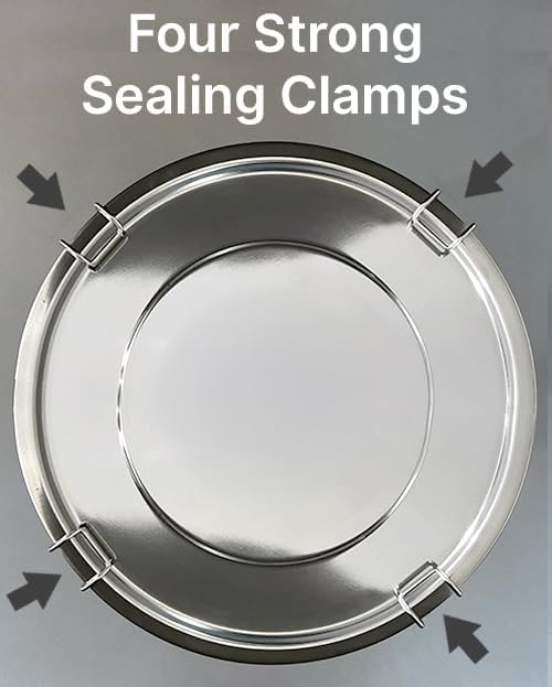 Food Safe 304 Stainless Steel 1 Gallon (5L) Container Bucket with Clamps and Air-Tight Lid with Silicone Gasket