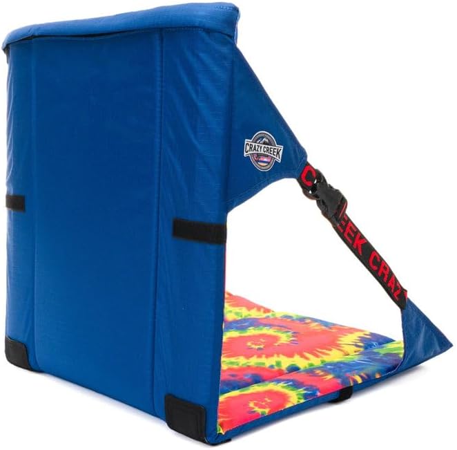 Crazy Creek Original Chair Perfect for Stadium Seats Camping Hiking &amp More Comfort on All Terrains Adjustable Straps Lightweight Design Water-Resistant Blue Tie Dye
