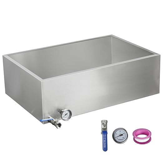 Maple Syrup Evaporator Pan 24.68Gal 304 Stainless Steel Maple Syrup Evaporator with Valve and Thermometer 30 x 20 x 9.5 Inch Feed Pan for Boiling Maple Syrup for Home and Outdoor Use