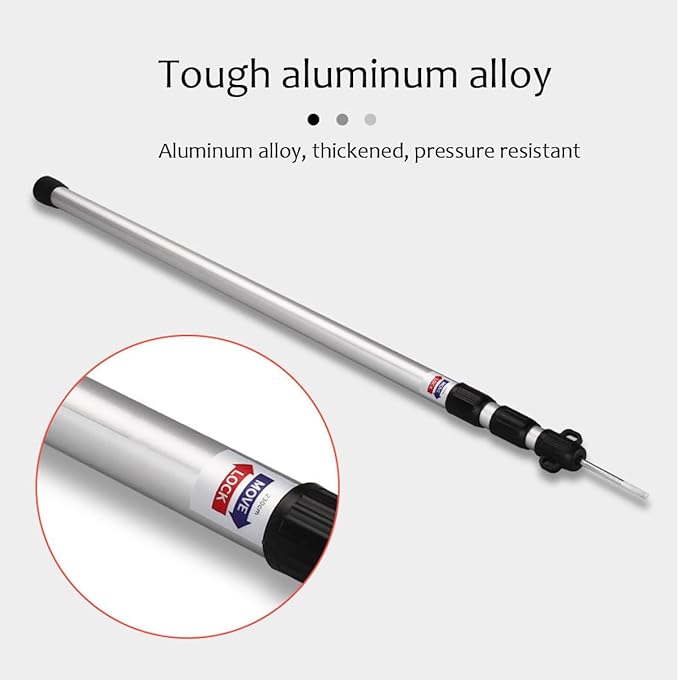 Tiandirenhe 2pcs Camping Tent Poles 95-234cm Telescoping Pole Adjustable Thicken Aluminum Alloy Tarp Poles Support Rods Beach Shelter Tarp Awning Pole for Hiking Camping Silver