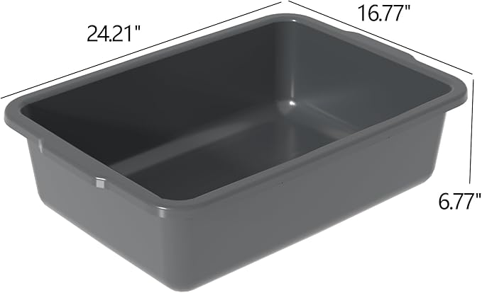 35 Quart Commercial Bus Tubs Plastic Bus Box Dish Pan Basin Gray 4 Packs