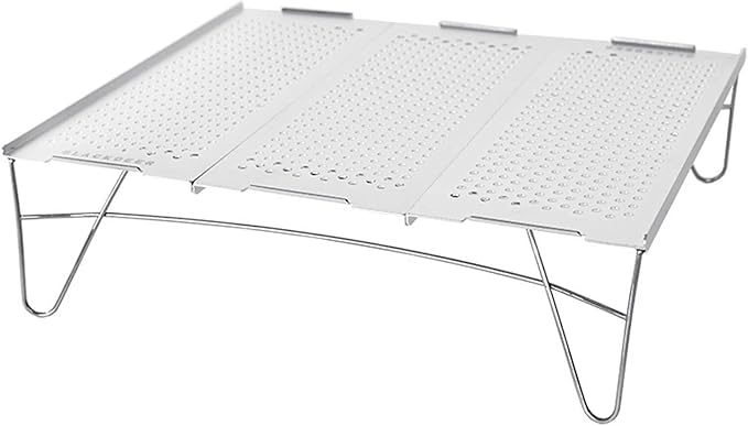 Ultralight Portable Camping Table Foldable Aluminum Alloy Mini Table for BBQ Picnic Hiking and Outdoor Activities (Silver)