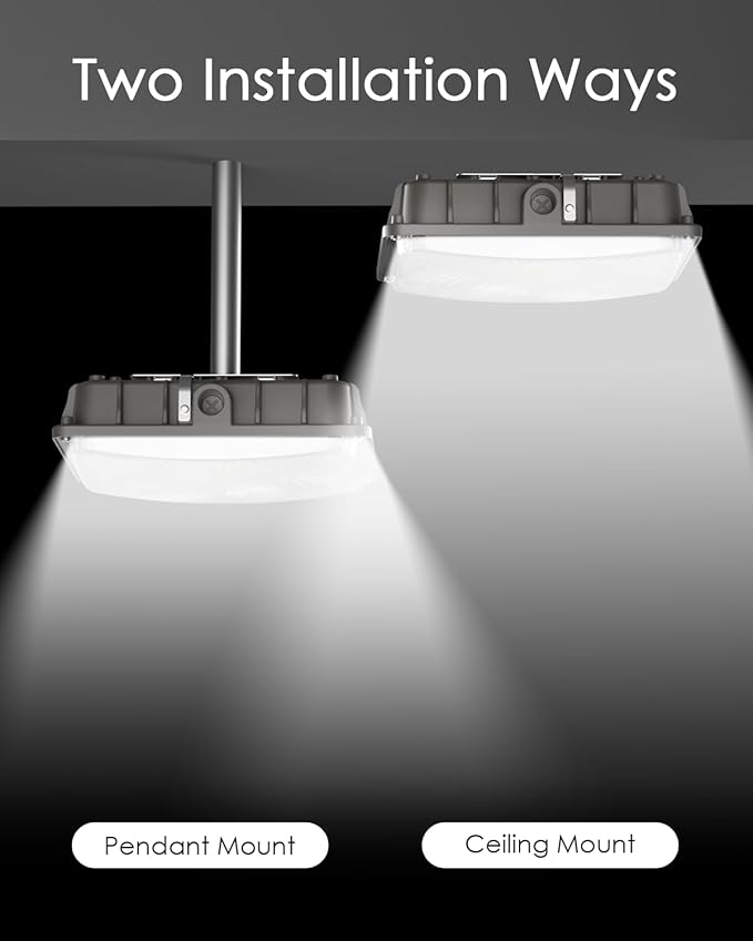 LED Canopy Lights 40W 5600LM 5000K 0-10V Dimmable 120-277VAC IP65 Waterproof UL Listed Commercial LED Canopy Lights Outdoor for Gas Station Carport Parking Garage Warehouse 4 Pack