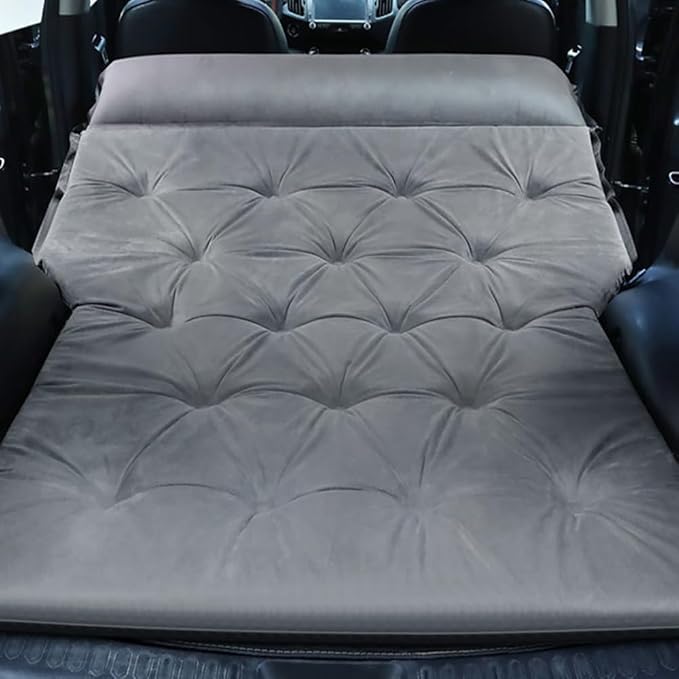 Self-Inflating Car Air Mattress for Nissan Xterra 2010-2015 SUV 5-Seater 5cm Thick Portable Foldable Double/Single Bed for Camping TravelSuede Fabric Gray