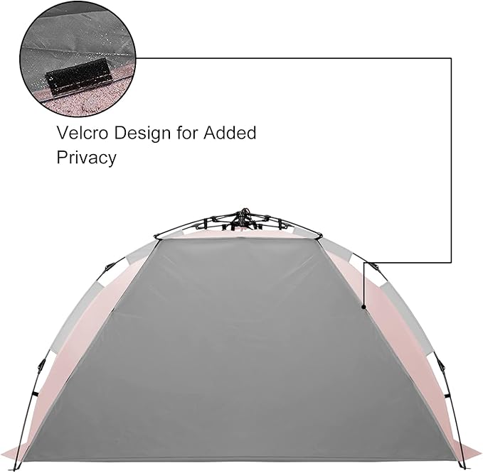 Oileus X-Large 4 Person Beach Tent Sun Shelter - Portable Sun Shade Instant Tent for Beach with Carrying Bag Stakes 6 Sand Pockets Anti UV for Fishing Hiking Camping Waterproof Windproof Pink
