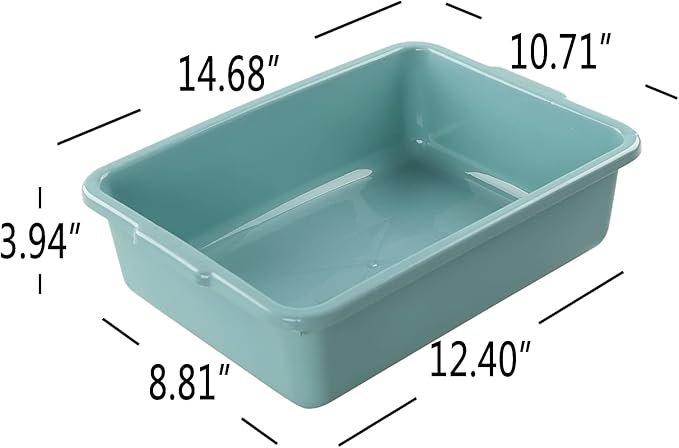 8L Small Rectangle Dishpan Bust Tubs Commercial Bus Tote Boxes 4-Pack