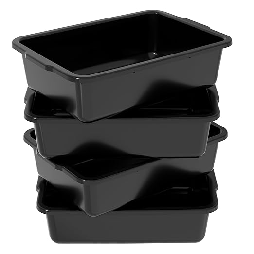 4 Pack 32 L Commercial Bus Tubs Large Plastic Bus Box Black