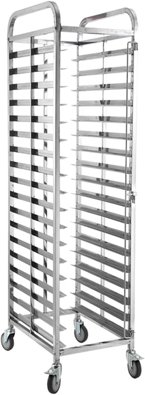 Quick Rack for Baking Pans18-Tier Stainless Steel Bread Pan Rack - Mobile Baking Tray Storage for Proofing Perfect for Bakeries and Kitchens with 4 Wheels for Easy Maneuverability