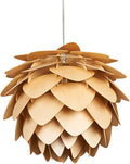 Modern Art Wood Wooden Pinecone Pendant Lights Christmas Decorations for Home Restaurant Farmhouse Hanging Lamps Home Living Room Kitchen Island Dining Room Entryway Hallway Fixtures (12'')