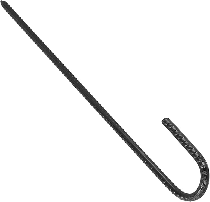LEXININ J Rebar Stakes 16 Inch Tent Stakes Black J Hooks for Ground Chain Link Fence Garden 20 Pieces