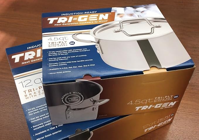 WINCO Tri-Ply Stock Pot 20-quart Silver