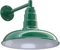 Steel Lighting Co. Topanga Barn Light | Outdoor Wall Mounted | Farmhouse Garage Light Made in America | 14 inch Dome | 11 inch Straight Arm | Green Exterior/White Interior