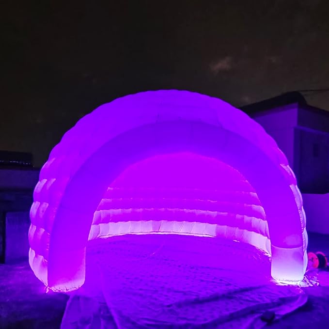 Portable Inflatable Igloo Dome Tent Inflatable Marquee Canopy Shelter with Air Blower&ampLED Light for Exhibition Camping Party Event