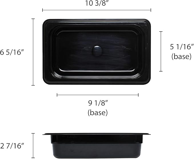TrueCraftware- 1/4 Size 2-1/2” Deep Polycarbonate Food Pan Black Color- Commercial Restaurant Food Storage Containers Hotel Pans for Catering Buffets Restaurants Fruits Vegetables Corns