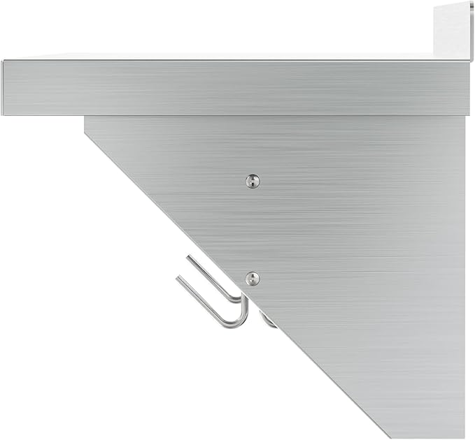 KoolMore 36” Commercial Wall Mounted Pot Rack Organizer Shelf with 3 Removable Storage Hooks for Pots and Pans Stainless-Steel Storage Holder (WMPS-1236) 12 X 36