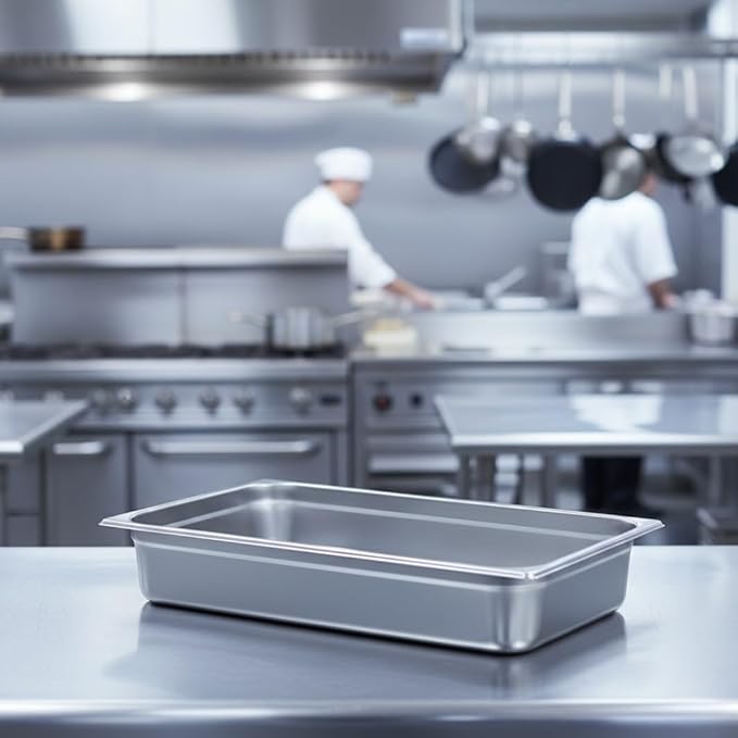 Soro Essentials- Full Size 4 Deep Stainless Steel Anti-Jamming Steam Table Pan 24 Gauge- Chafer Food Pan Stackable Anti-Jam Steam Pans for Hotel Restaurant Supplies Party Buffet Event Catering