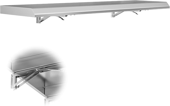 Stainless Steel Folding Shelf 48 x 12 for Food Truck Fold Down Concession Shelf for Serving