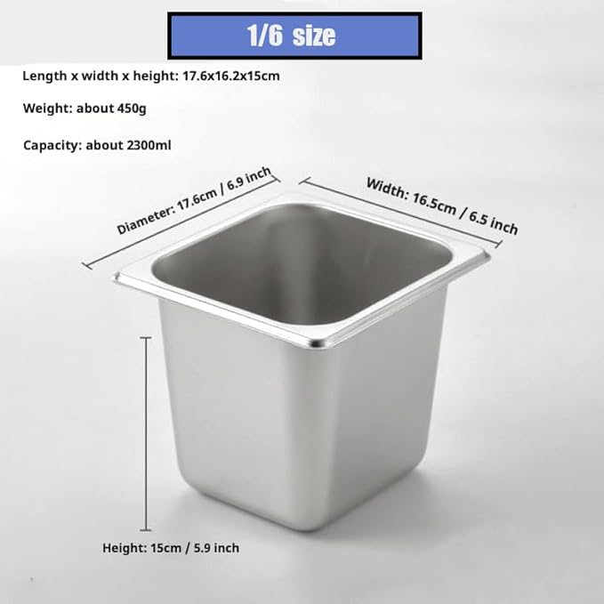 5 Pack Stainless Steel Hotel Pans1/3 Size6 Deep Steam Table PanCommercial Food Storage Containers Stackable Metal Steamer Pan for Hotel Restaurant Buffet Party (1/3 Size x 6 Deep)