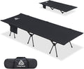 CAMPNACHT Ultralight Camping Cot with Leg Extenders Aluminum Lightweight Folding Cot for Adults Portable Backpacking Compact Tent Cot for Outdoor Hiking 1 Pack with 2 Use Modes Black
