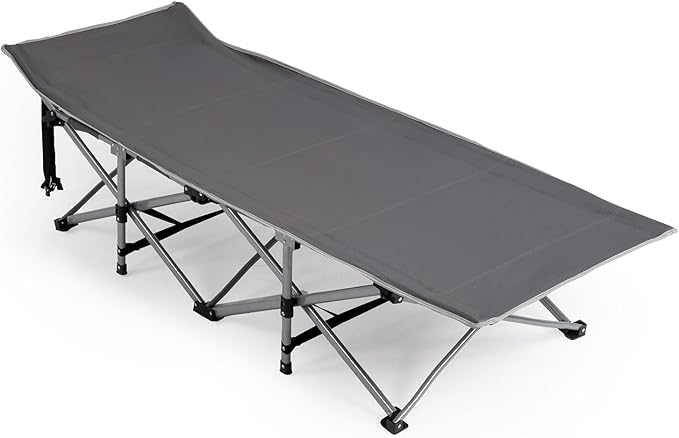 Outdoor Camping Cot for Sleeping Bed 330LBS Max Load Heavy-Duty Oxford Foliding Cots for Adults Portable with Mattress Carry Bag for Guest Travel Hiking (Gray)
