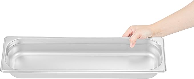 Restaurantware Long Hotel Pan 1 Count 1/2 Size Anti-Jam 2.5â€ Deep Freezable 24 Gauge Stainless Steel Steam Pan - Lid Sold Separately for Use in Commercial Kitchens and Catering Events