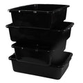 4-Pack 32 Liter Large Black Bus Tubs Commercial Plastic Bus Trays