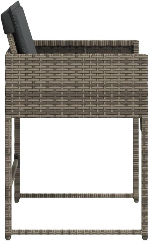 Patio Chairs with Cushions Set of 4 Gray Poly Rattan Outdoor Lounge Chairs Garden Furniture with Removable Cushions for Patio Garden Lawn and Outdoor Relaxation